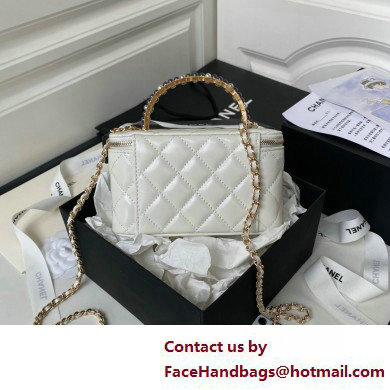 Chanel Shiny Crumpled Lambskin, Imitation Pearls  &  Gold-Tone Metal Clutch with Chain Bag AP3804 White 2025